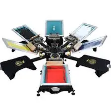 Six color Six station screen printer manual type