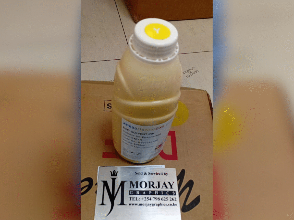 Eco-solvent large format ink bottle in yellow for wide-format printers