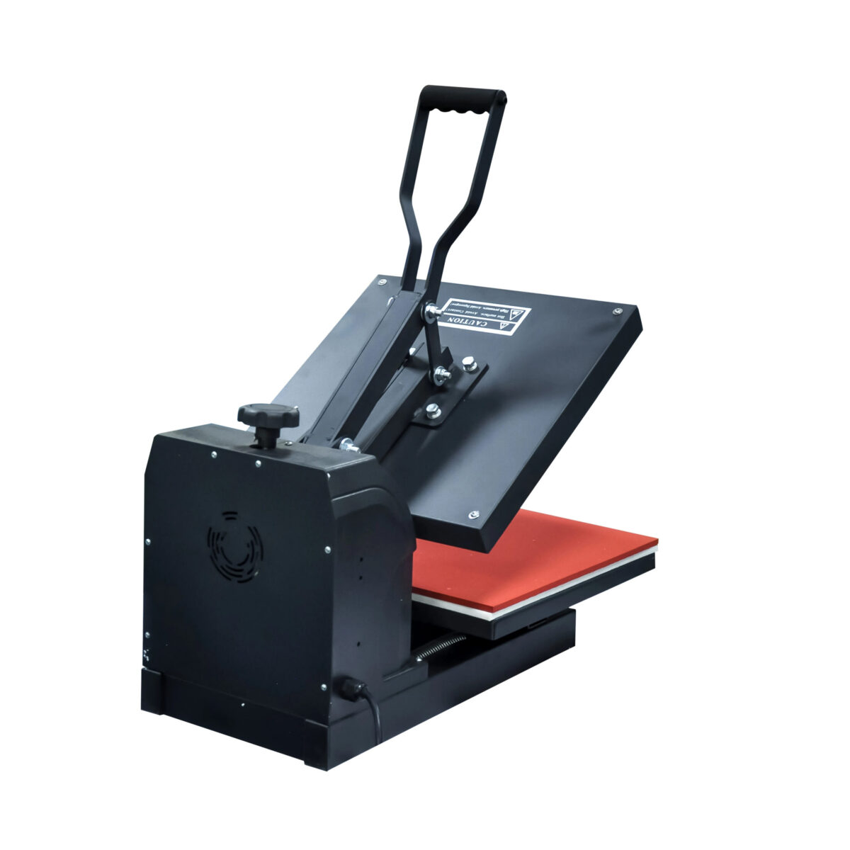 "A3 flatbed heat press machine with digital control panel and large printing platen"