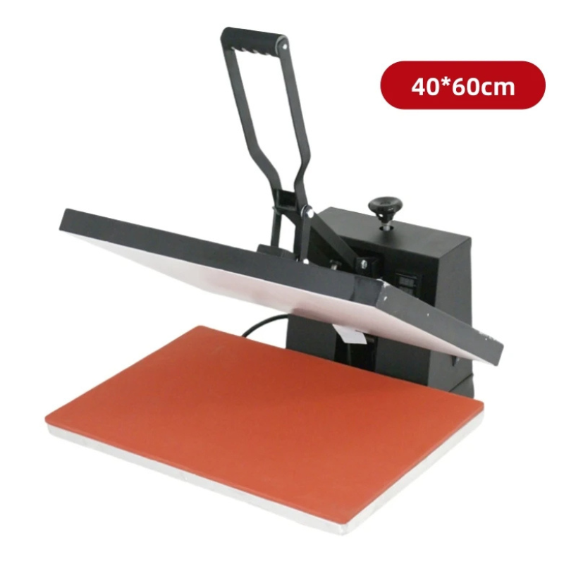 "A2 flatbed heat press machine with digital control panel and large 40x60cm platen"