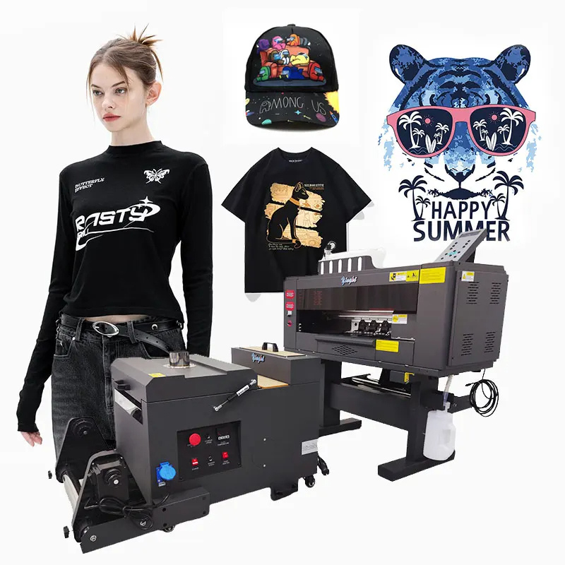 30 cm DTF printing machine printing colorful designs on transfer film for textile applications