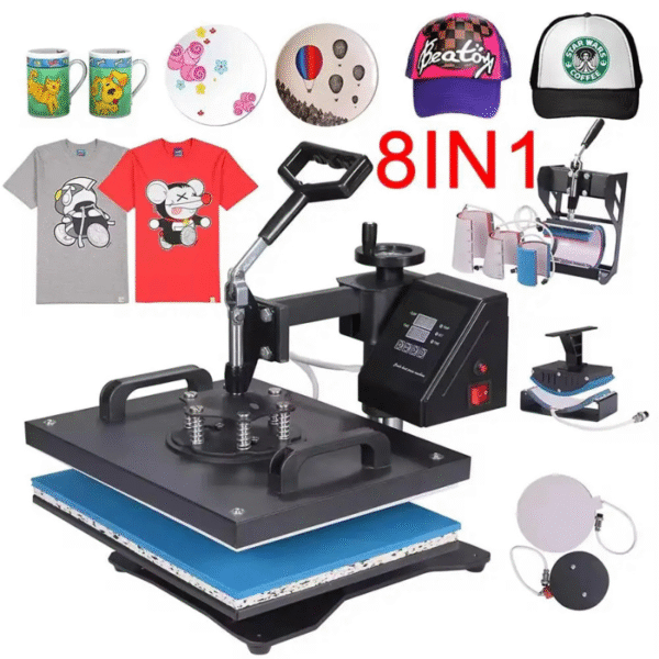 Morjay Graphics Yinghe 8-in-1 Combo Heat Press Machine for T-Shirts, Mugs, Caps, Plates and Sublimation Printing in Kenya